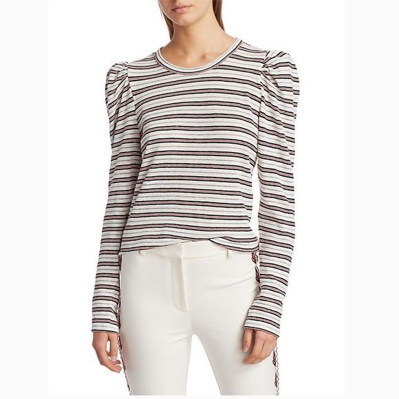DEREK LAM 10 CROSBY| Amara Long-Sleeve Puff-Shoulder Tee - Picture 4 of 8
